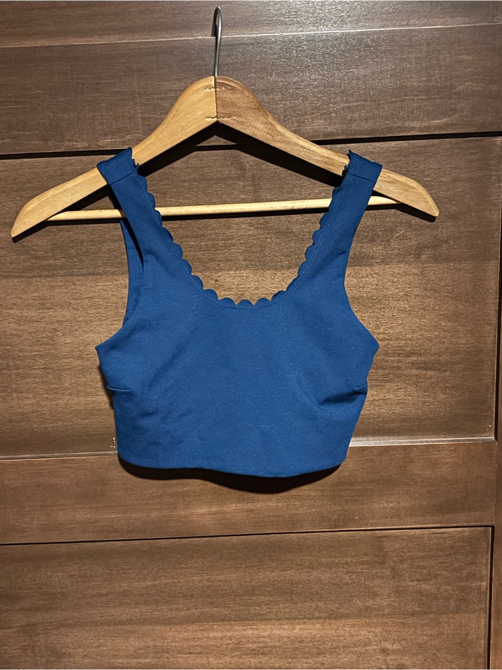 Zella Scalloped Neck Cropped Tank - Deep Navy
